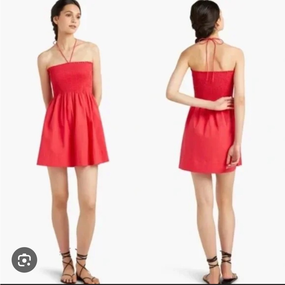 NWT Hill House The Roxie Nap Dress Red Halter Smocked Shirred Mini L